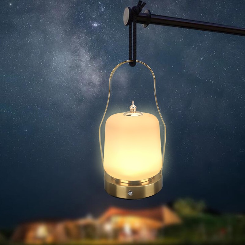 Cordless Lantern LED Retro Rechargeable Stepless Dimming 3 Lighting Modes