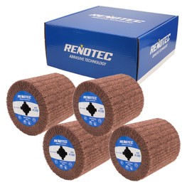 RENOTEC 4" Burnishing Drum, 100x100mm, Fine Grit 180, A/O, for Metalwork Surface Polishing
