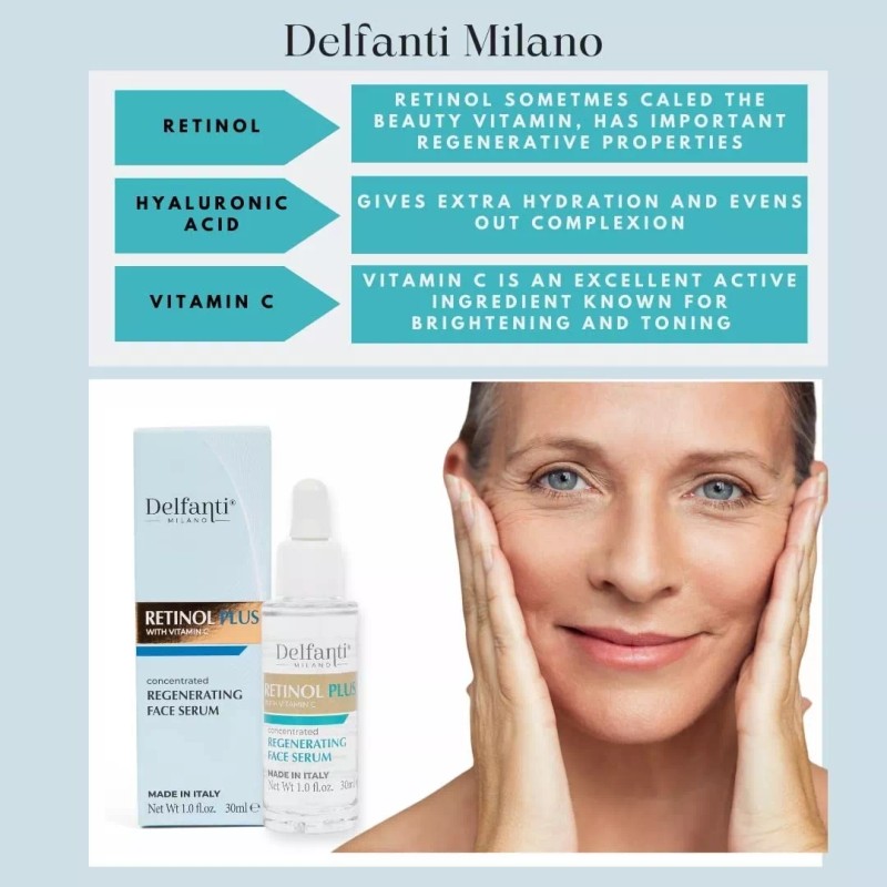 Delfanti Milano Retinol Plus + Vitamina C Suero Facial Regenerador,