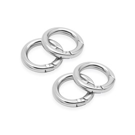 CRAFTMEMORE Metal O Ring Spring Opening Purse Making Snap Trigger O-Rings Clip Key Ring Holder Purse Hardware 4pcs SCOS (5/8 inch, Silver)
