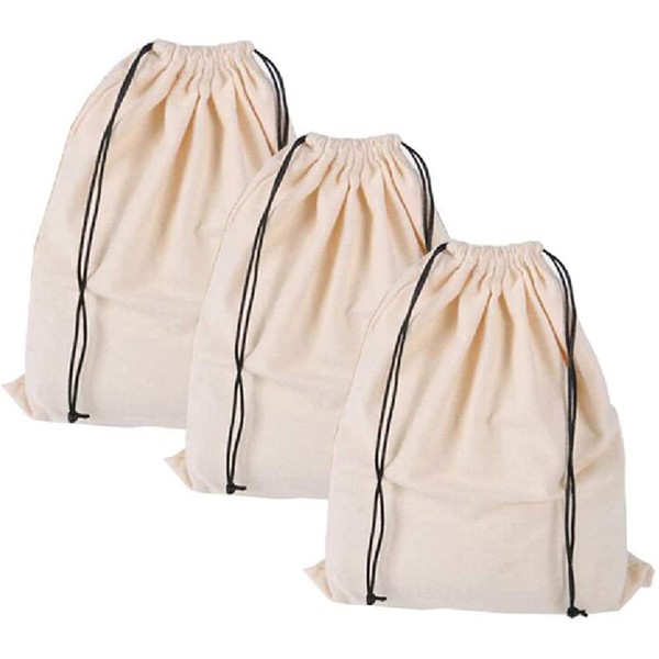 MISSLO Set of 3 Cotton Breathable Dust-proof Drawstring Storage Pouch Multi-functional Bag. Pack 3 S