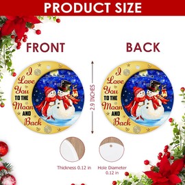 Rigufu 2025 Christmas Orrnament I Love You to The Moon and Back Snowman Ceramic Ornament – Perfect Holiday Decoration for Parents and Loved Ones