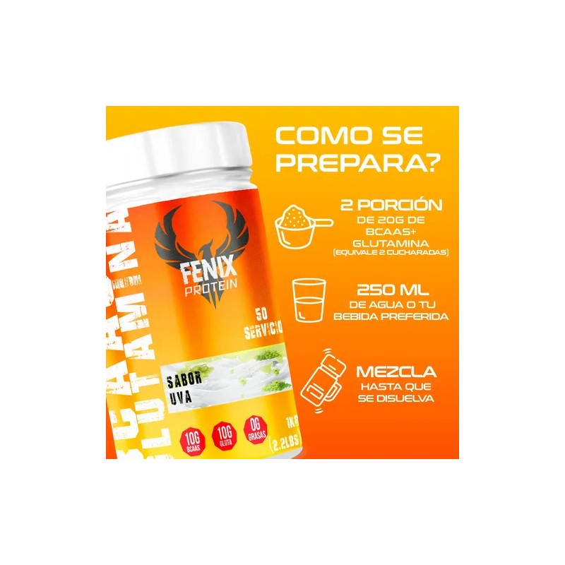Aminoácidos Bcaas Glutamina Fenix Protein 1kg Sabores