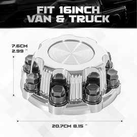 (Set of 4) Chrome Wheel 8 Lug Chevy Center Caps Compatible with Select 16 Inch Van & Truck Rim Wheels - Replacement 15039489, 15039488, 9597169, 9597170 Rim Hub Cover