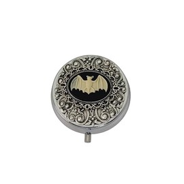 Handmade Silver Gothic Bat Cameo Pill Box