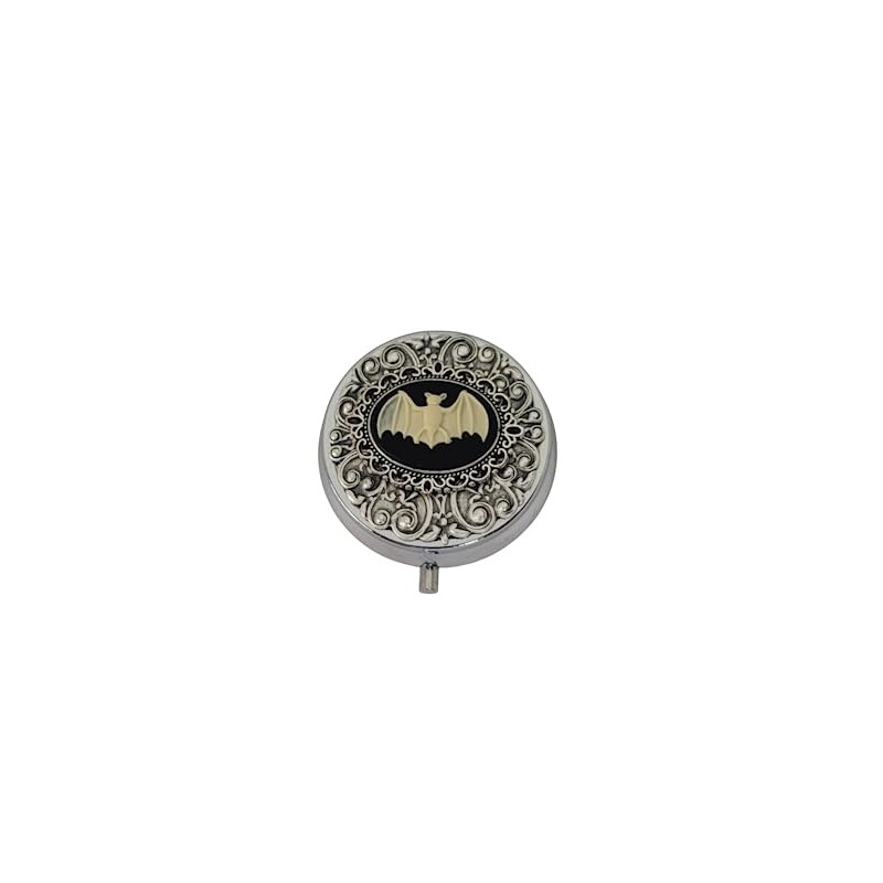 Handmade Silver Gothic Bat Cameo Pill Box