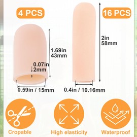 PAGOW Gel Finger Support Protector Gloves, Different Sizes Silicone Fingertips, Gel Finger Cots/Covers for Hands Cracking, Eczema Skin (20pcs)