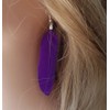 Purple Feather Earrings - Handmade Slim Look