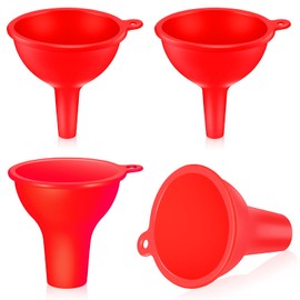 4 Pcs Kitchen Funnel Set Canning Funnel Silicone Funnel Food Funnel, Small and Large, Wide Mouth Funnel for Jars Spice Filling Bottles Liquid Oil and Powder(Red)