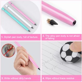 AUAUY Pack of 3 Metal Inkless Pencils, Infinity Pencil, Reusable Everlasting Pencil with 3 Pieces Including Pencils for Writing, Drawing, Students, Home Office, School Supplies