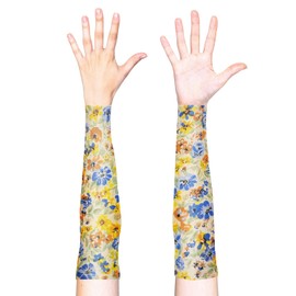 Dohia Gardening Sleeves for Women UV Cooling Sleeves Farmer Garden Protective Arm Cover Anti-Slip Arm Protection for Gardening Harvesting Outdoors ST1-ZWHHXT (Blue flowers)