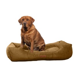 Modern Threads Luxury Dog Bed - Comfortable Tufted Velvet Cushion for Small to Large Dogs - Machine Washable - Durable & Cute Sleep Space for Pets - Pamper Your Pet with Cozy Beds - Caramel
