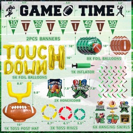 Football Party Decorations Football Party Supplies Game Time Touch Down Banner Football Hanging Swirls Football Honeycomb Football Themed Decoration for Birthday Baby Shower Party Supplies