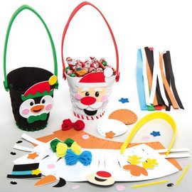 Baker Ross AX480 Christmas Weaving Basket Kits - Pack of 4, Make Your Own Christmas Decorations, Creative Art and Craft Supplies for Kids to Design and Decorate