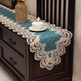 Table Runner Lace European Style Embroidery Table Center Fashion Dining Party Fringe Antique Table Mat Elegant