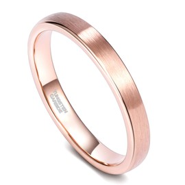 3mm Rose Gold Tungsten Rings for Womens Brushed Thin Engagement Wedding Band Comfort Fit Size 12