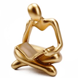 PIGPIGFLY Lesende Frau Skulptur,Regal Deko,Deko Figuren,Bücherwurm-Skulptur,Dekofiguren Wohnzimmer,Kantenhocker Figuren,Modern Abstract Kunst Skulpturen Deko, Bürodekorationen