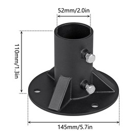 SagaSave Post Base Metal Railing Fence Mailbox Flagpole Bracket Pool Ladder Fixing Metal Black