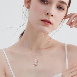 VONALA Axolotl Necklace 925 Sterling Silver Animal Pendant Necklace with Colored Zircon Animal Jewellery Gifts for Women Girls Daughter Wife