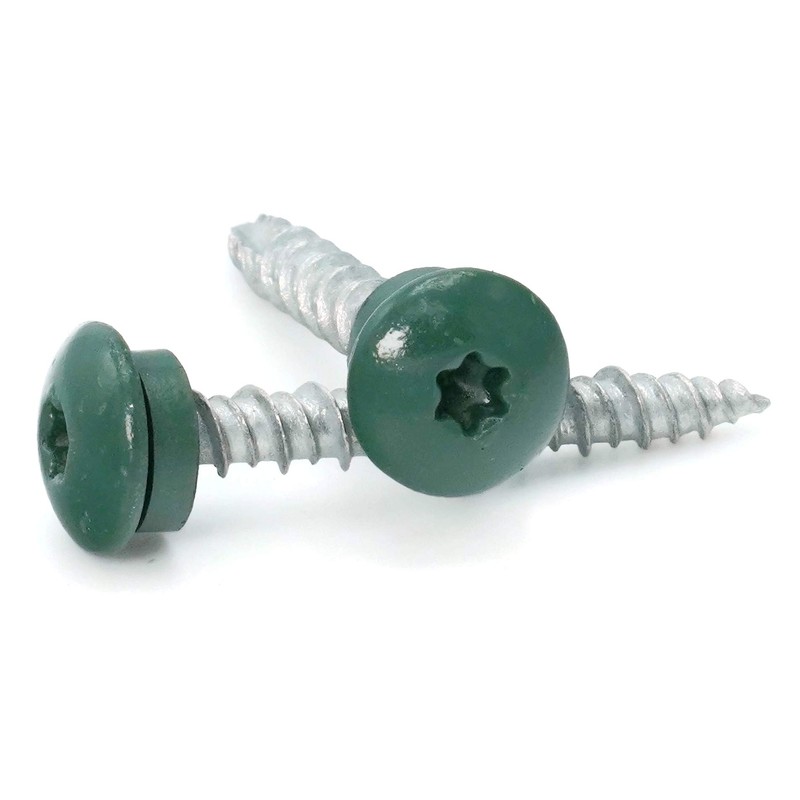 Low Profile Mechanical Galvanized Roofing Screws Green Finish - #10