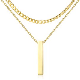 ZENGSING Men's Necklaces, Stainless Steel Bar Pendant Necklace, Silver/Gold Bar Pendant with Snake Chain, Men's Necklaces, Couples Necklaces for Couples, Men, Boys, Teenag, Standard, Stainless Steel