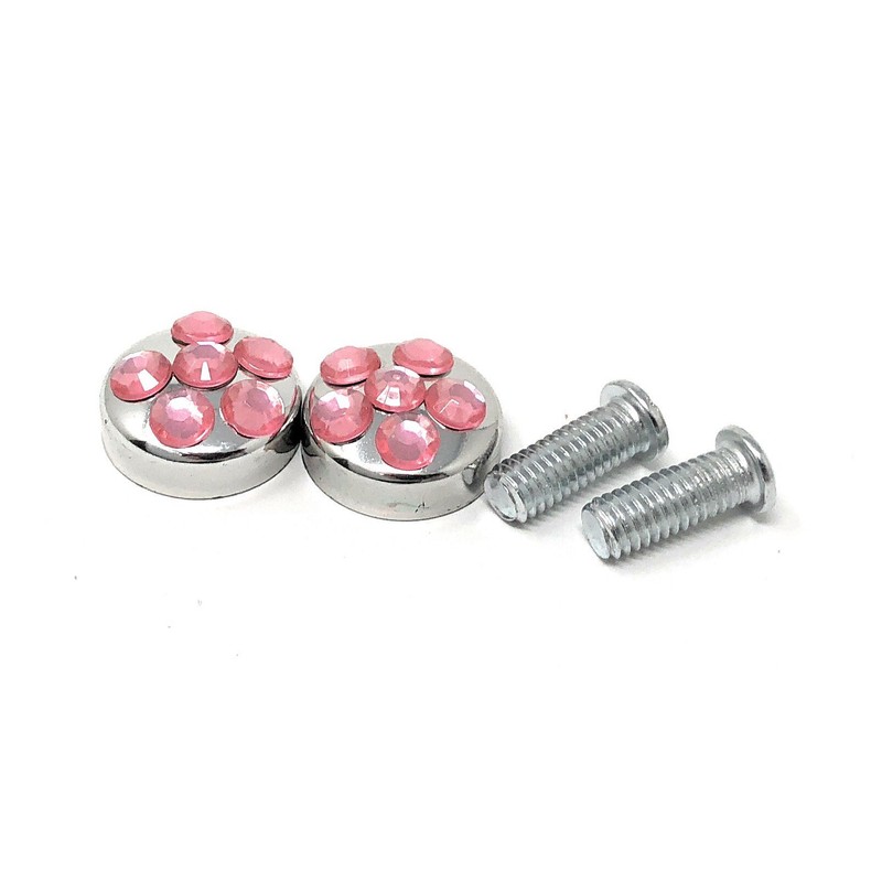 Bling 7 Rows Pink(A- Screw Cap Type) Crystal Rhinestone-Metal Chrome