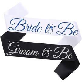 Bride Sash Bachelorette Party Bride and Groom to Be Sash for Bridal Shower Wedding Hen Party Decorations Engagement Gifts,White Blue