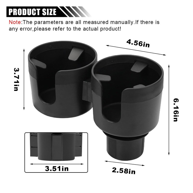 Car Double Cup Holder Extender, 2-in-1 Car Cup Holder Adapter