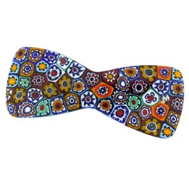 Glass Of Venice Murano Glass Millefiori Bowtie Hair Clip - Multicolor