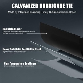 YVTCRTCW 40 Pcs Hurricane Ties for Rafter|18-Gauge Hot Dip Heavy Duty Joist Hanger|Upgraded 1.2mm Thicken 15 Installen Holes Strengthen Load-Bearing|2X Truss to Rafter Connector for Roofing|Black