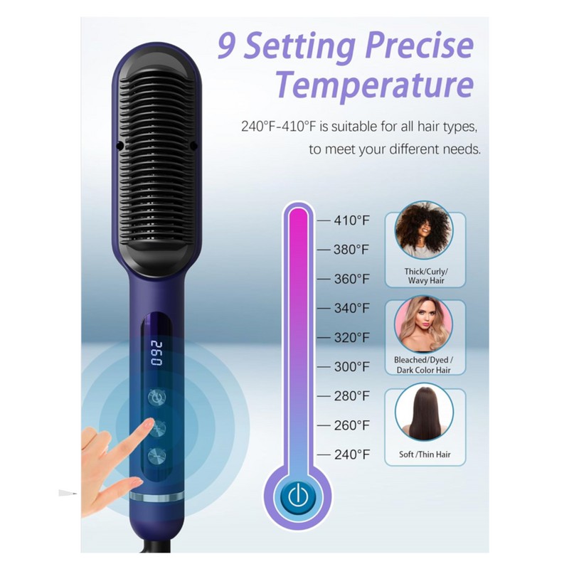 Handor Advanced Negative Ionic Hair Straightener Brush with 9 Temp