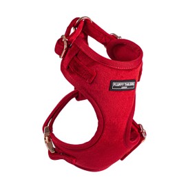 Fluffy Tailers Luxury Red Velvet Dog Harness No Pull Adjustable Puppy Vest Harness Small Dog Mesh Breathable Soft Padded Pet Chest Strap (Medium)
