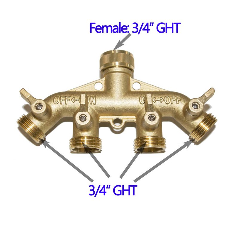HQMPC 4 Way Hose Splitter 3/4" GHT Garden Hose Splitter