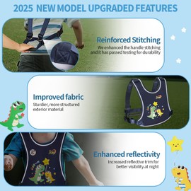 2025 New Safety Walking Harness for Big Kids (6-12yrs) with Autism Special Needs ADHD, Anti-Elopement Vest Harness with Grab Handle and Light Reflector, Adjustable Leash for Autistic, Active Child