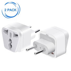 Strhowill (2pack) EU Plug 2 pin to 3 Hole a Variety of National Socket Travel Conversion Plugs,European Standard Plug Travel Adapter,2 Prong Plug to 3 Hole Socket for AUS/US/UK (White)
