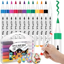 Acrylic Paint Pens Paint Markers, Premium Acrylic Markers for Canvas Paper, Wood, Stone, Rock Painting, Perfect for School Projects, Art Class, and DIY Crafts