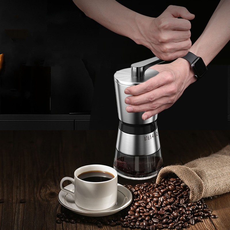 Manual Coffee Grinder 304 Stainless Steel Portable Hand Crank Coffee