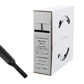Offgridtec 10 m Heat Shrink Tube 1.2 mm > 0.6 mm Black Dispenser Box Workshop Car