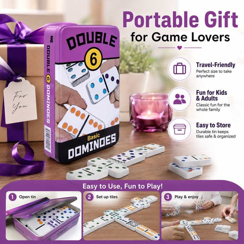 Double 6 Travel Domino Set for Family Game Night –