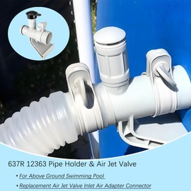 637R 12363 12368 Pool Pipe Holder, Air Jet Valve and Cap Replacement Kit for Above Ground Pools Compatible with C1000 Krystal Clear, 12363 12373 Valves and Air Inlet Adapters (Includes Black Cap)