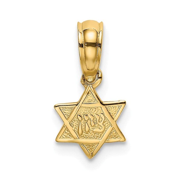 Solid 14k Yellow Gold Engraved Mini Star of David Lucky
