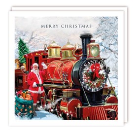Tracks Publishing Charity Christmas Cards - Santa Express Classic Steam Train - Eco-Friendly - Pack of 5 Cards