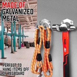 KAHEIGN 20Pcs Tool Hanger Hooks, Heavy Duty Shed Hooks Wall Mount Tool Hanger Storage Hooks for Garage Shed, Garden, Warehouse, Farm and Workshop Tools - with Screws, Plugs, Screwdriver