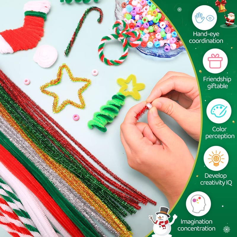 Iooleem 200pcs Golden Glitter Pipe Cleaners, Glitter Chenille Stems, Pipe