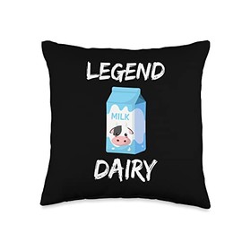 Milk Carton With Cow Legend Dairy Pun Apparel Fun Pun Milk Carton with Cow Legend Dairy Legendary Throw Pillow, 16x16, Multicolor
