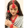 Efulgenz Floral Jewelry Set Indian Haldi Jewellery Set Red Flower