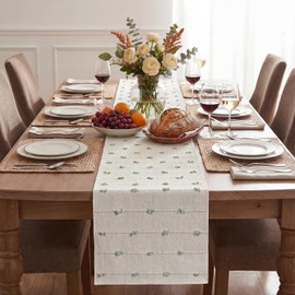 Artoid Mode Sage Green Boho Farmhouse Cotton Woven Table Runner, Seasonal Spring Summer Kitchen Dining Table Decoration for Home Party Decor 12x72 Inch