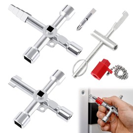Set of 3 universal lift keys, internal triangular key, control cabinet key, 4-way multifunctional key for water and electricity meters, lifts, radiators, gas meters, cross key