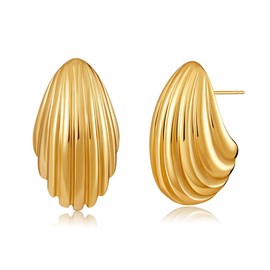 FDEETY Women's 18K Gold Geometric Earrings with Irregular Texture Earrings Gold Earrings Silver Earrings Wedding Hypoallergenic Earrings, Copper