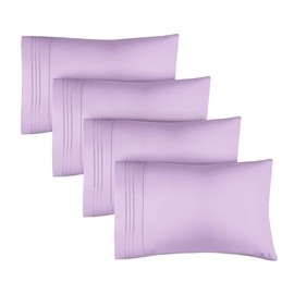 King Pillow Cases Set of 4 - Ultra Soft Hotel Quality Pillowcase Covers - Luxury Comfy Bedding for Women, Men, Kids and Teens - Machine Washable Pillow Protectors - 4 Pieces Set - King Size Lavender